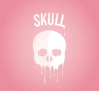 Kafatası siluet damla erime. Pembe Edition.