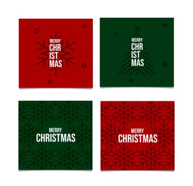 Mutlu Noeller ve mutlu yıllar tebrik kartı, poster ve tatil kapağı seti. Noel indirimi, kar taneli sosyal medya paylaşımı.