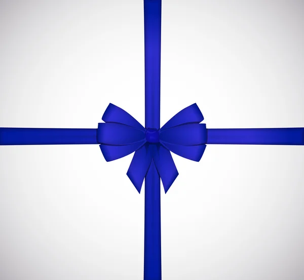 Shiny blue satin ribbon bow isolated on white background. — Stock Vector