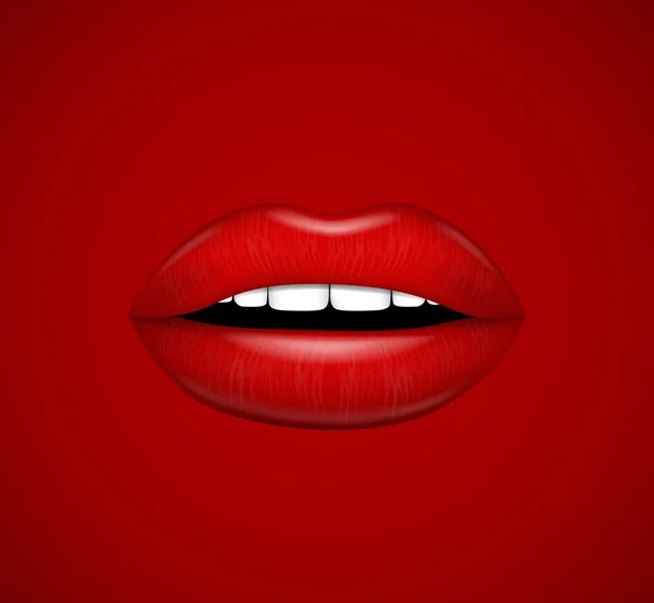 Labios rojos. Ilustración vectorial . — Vector de stock