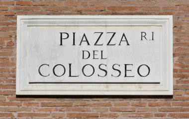 Piazza del Colosseo (Coliseum kare) eski mermer işareti, Roma
