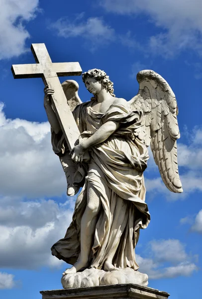 Angel with the Holy Cross and beautiful sky — Stock Photo, Image