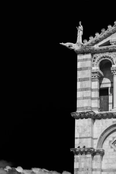 Catedral Pisa Detalhe Fachada Romântica Concluída Século Xii Preto Branco — Fotografia de Stock