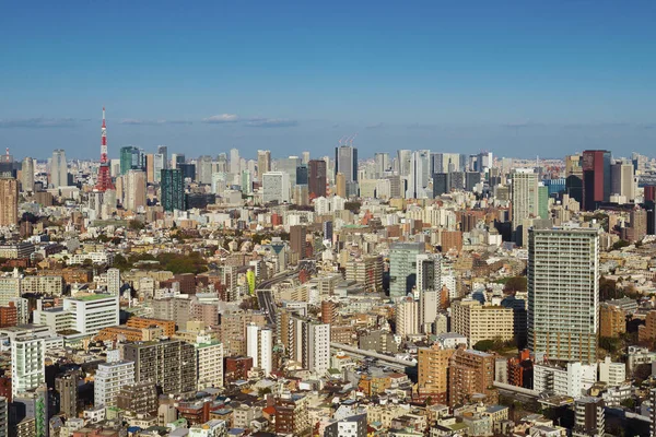 2019年3月8日 日本东京 从江户到标志性的东京塔的城市天际线景观 — 图库照片