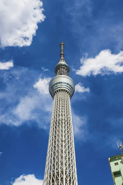 2019年3月13日 世界一高い通信塔 東京スカイツリー が雲の間から見える — ストック写真