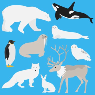 Arctic animals collection three clipart