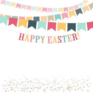Retro minimal Happy Easter Day sevimli düz illüstrasyon