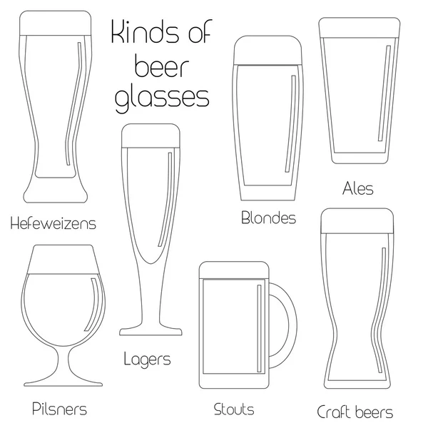 Overzicht set van bierglas werk — Stockvector