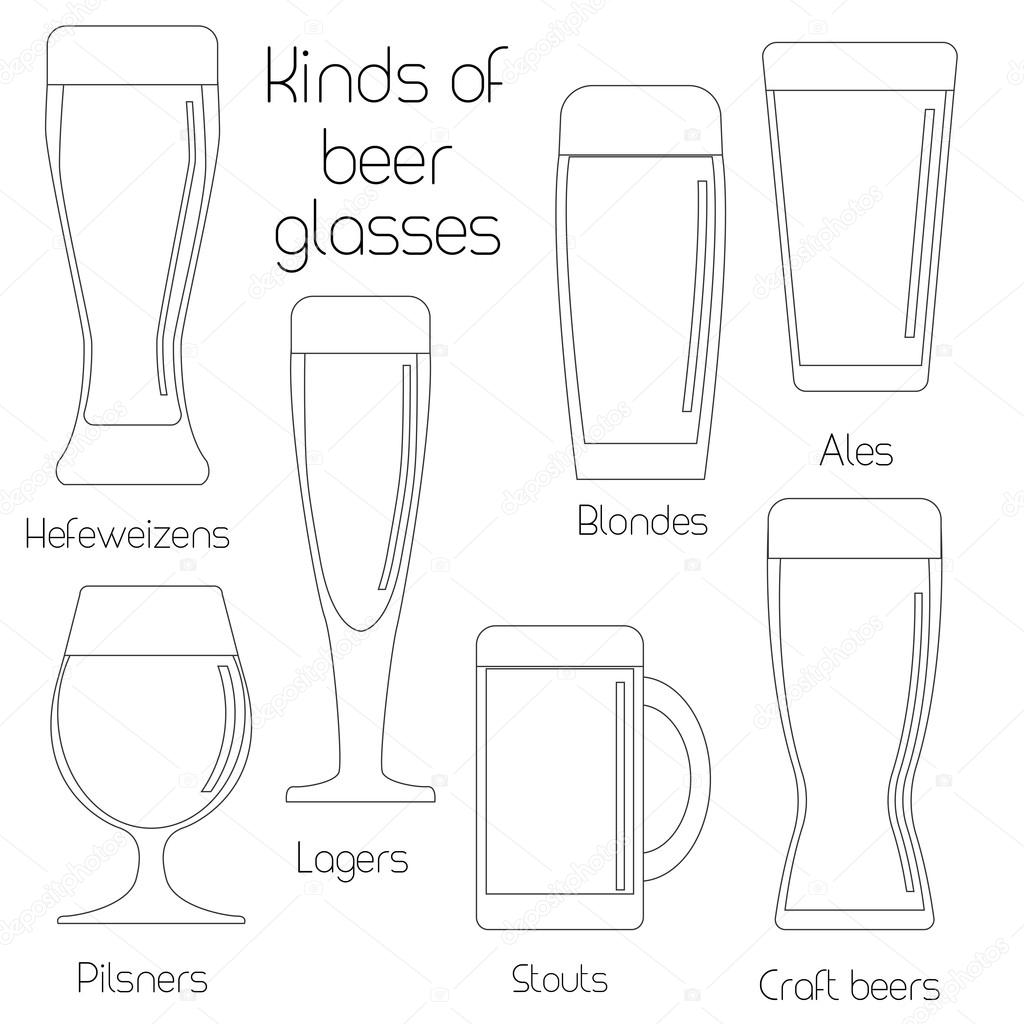 Set of beer glassware. Cool minimal flat vector illustration Stock