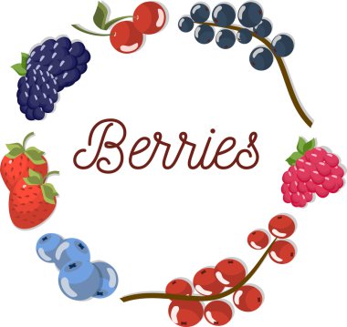 Dizi güzel düz vektör çilek