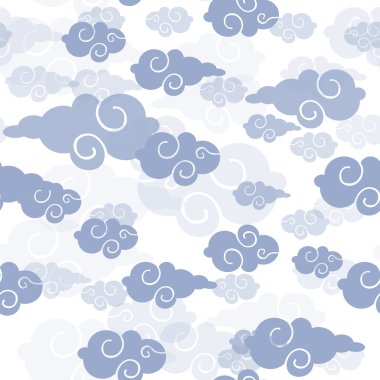 Bulutlar Çin tarzı ile Seamless modeli. Düz vektör grafikleri