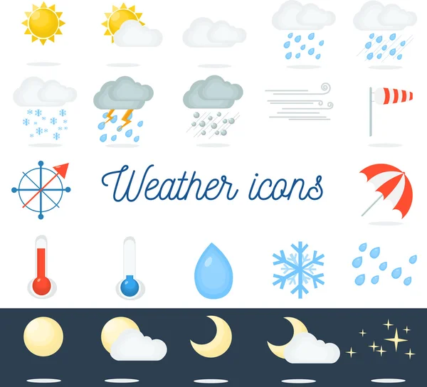 Güzel düz hava Icons set. Hava farklı türleri için 22 vektör simgeleri