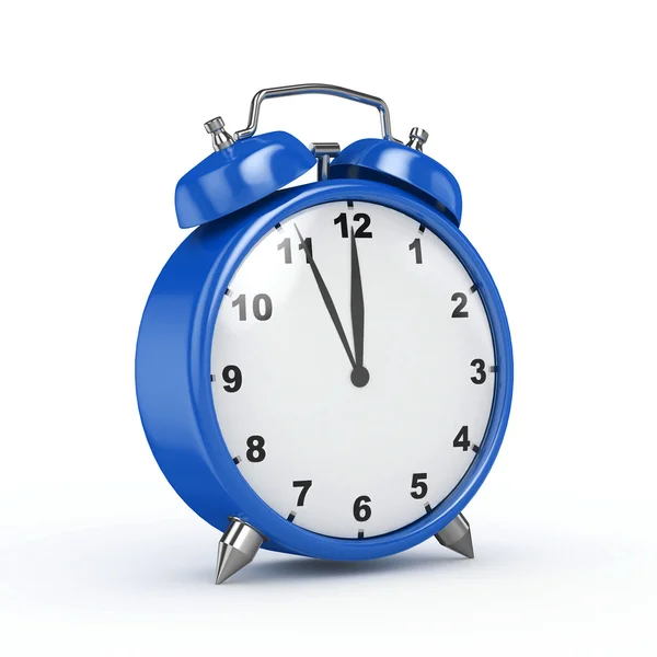 3D-blauwe Alarm Clock (perspectief Bekijk) - geïsoleerd — Stockfoto