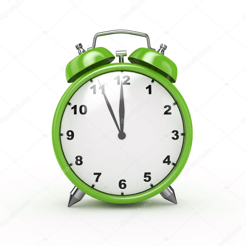 3d Green Alarm Clock - isolated