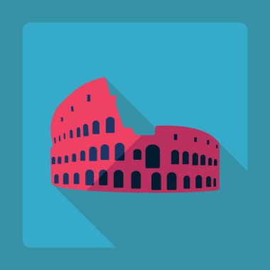 Gölge Colosseum simgesi ile düz modern tasarım