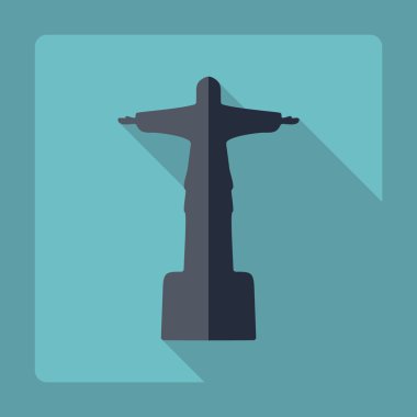 Gölge heykel İsa'nın kurtarıcı ile düz modern tasarım