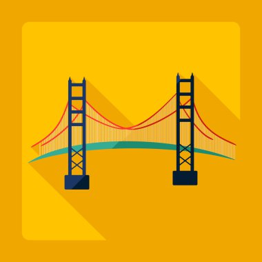 Gölge San Francisco Golden Gate Köprüsü ile düz modern tasarım