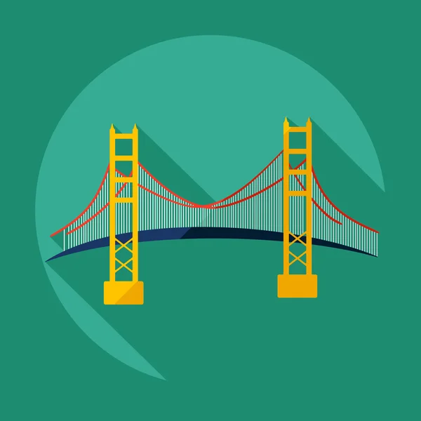 Design moderno e piatto con ombra San Francisco Golden Gate bridge — Vettoriale Stock