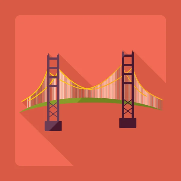 Projeto moderno plano com sombra San Francisco Golden Gate ponte —  Vetores de Stock