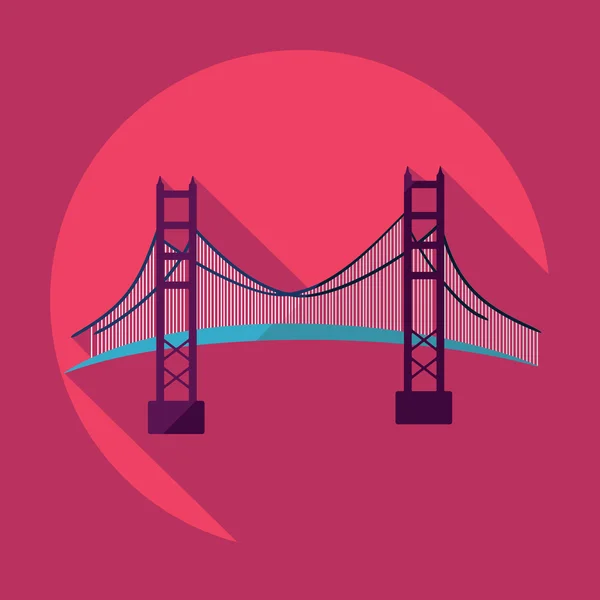 Projeto moderno plano com sombra San Francisco Golden Gate ponte —  Vetores de Stock