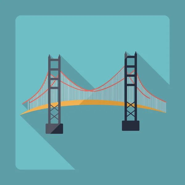 Projeto moderno plano com sombra San Francisco Golden Gate ponte —  Vetores de Stock