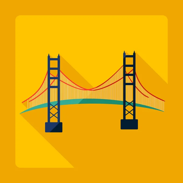 Projeto moderno plano com sombra San Francisco Golden Gate ponte —  Vetores de Stock