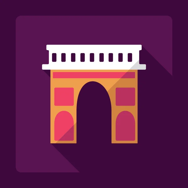 Arc de Triomphe gölgeli düz modern tasarım — Stok Vektör