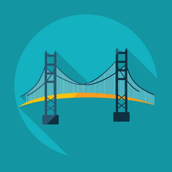 Projeto moderno plano com sombra San Francisco Golden Gate ponte —  Vetores de Stock