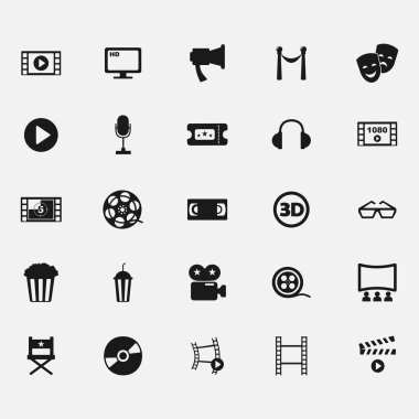 Sinema simgesi beyaz bir arka plan üzerinde siyah