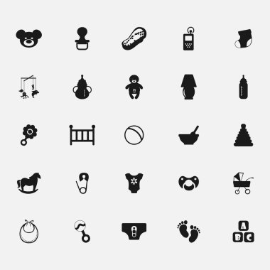 Beyaz arka plan, düz siyah Babe simgeleri