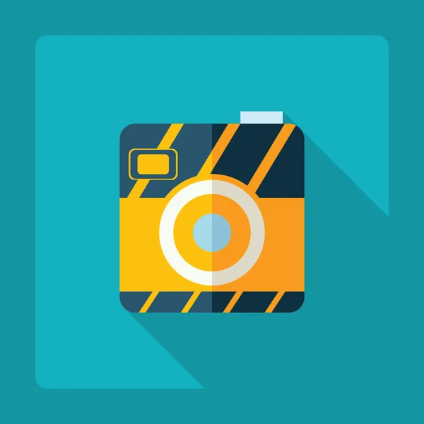 Plat modern design met schaduw pictogram camera — Stockvector