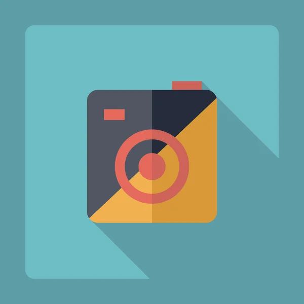 Design moderno e piatto con fotocamera shadow Icon — Vettoriale Stock