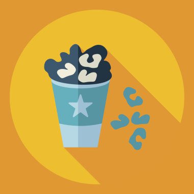 Gölge simgesi patlamış mısır ile düz modern tasarım