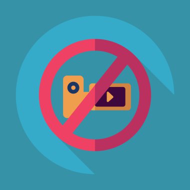 Gölge simgesi simgesi yasağı video ile düz modern tasarım