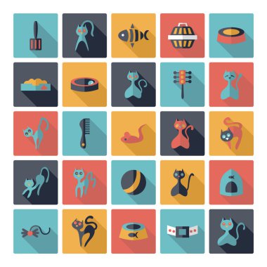 Düz konsept tasarımı ile gölge ayarlama kedi