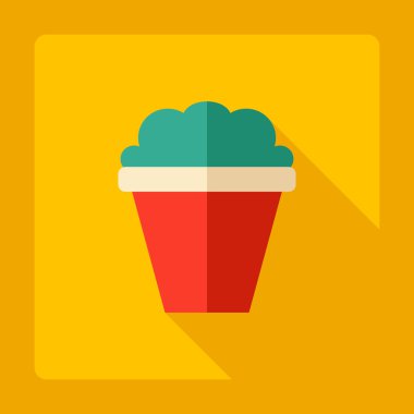 Gölge simgesi Kova patlamış mısır ile düz modern tasarım