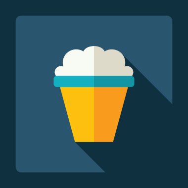 Gölge simgesi Kova patlamış mısır ile düz modern tasarım