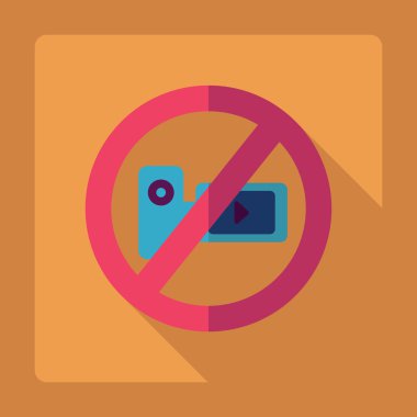 Gölge simgesi simgesi yasağı video ile düz modern tasarım