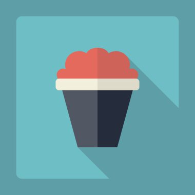 Gölge simgesi Kova patlamış mısır ile düz modern tasarım