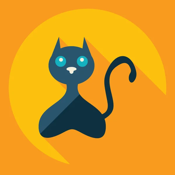 Επίπεδη μοντέρνο σχεδιασμό με σκιά εικονίδιο γάτα — Διανυσματικό Αρχείο
