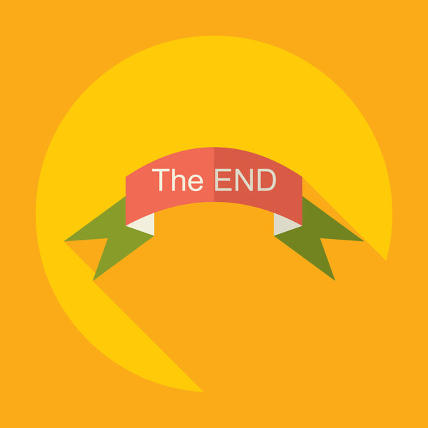 Flat modern design with shadow Icon tape word end