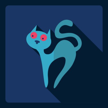 Gölge simgesi kedi ile düz modern tasarım