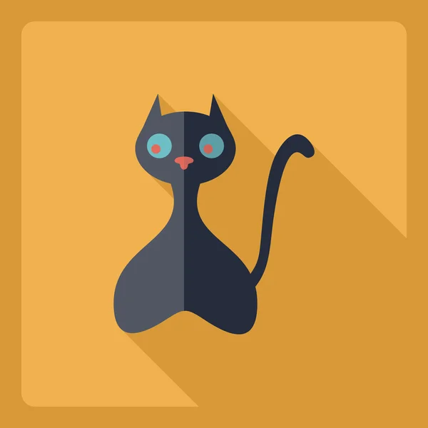Projeto moderno plano com sombra ícone gato — Vetor de Stock