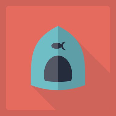 Gölge simgesi kedi evi ile düz modern tasarım