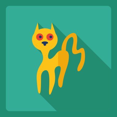 Gölge simgesi kedi ile düz modern tasarım