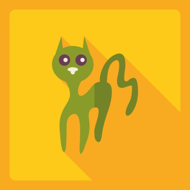 Gölge simgesi kedi ile düz modern tasarım