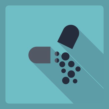 Gölge simgesi ilaç ile düz modern tasarım