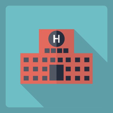 Gölge simgesi hastane ile düz modern tasarım