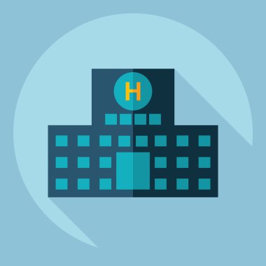 Gölge simgesi hastane ile düz modern tasarım