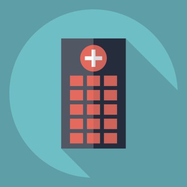 Gölge simgesi hastane ile düz modern tasarım